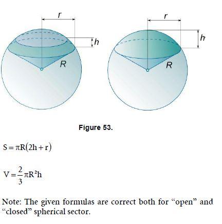 Geometry Spherical Sector Mathematics Formulas