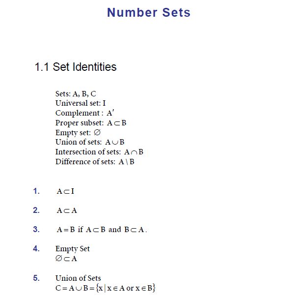 Set Identities Mathematics Formulas